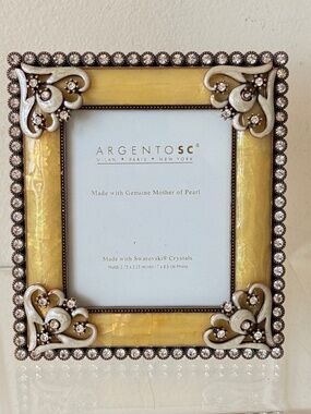 Argento SC Mother of Pearl Swarovski Crystal Mini Picture Frame NWT